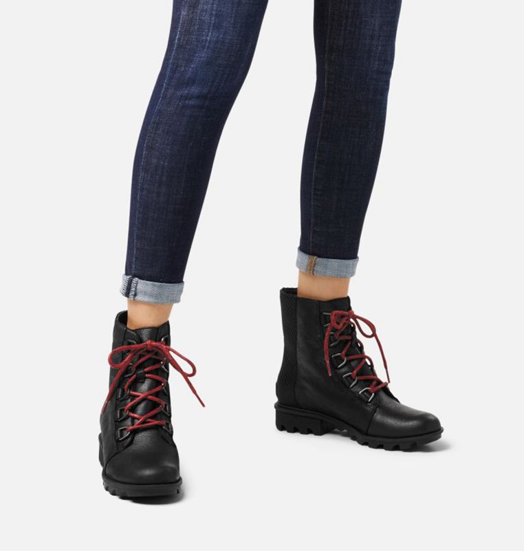 Sorel Phoenix™ Short Low - Womens Lace-Up Boots Black - 326105KZN